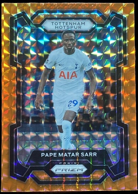 Pape Matar Sarr 2023 Prizm Premier League #136 Orange Mosaic RAW