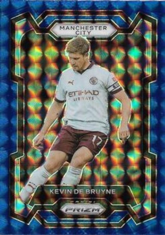 Kevin De Bruyne 2023 Prizm Premier League #7 Blue Mosaic RAW