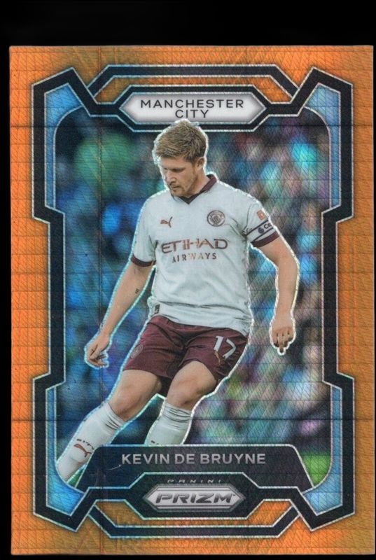 Kevin De Bruyne 2023 Prizm Premier League #7 Orange Hyper RAW
