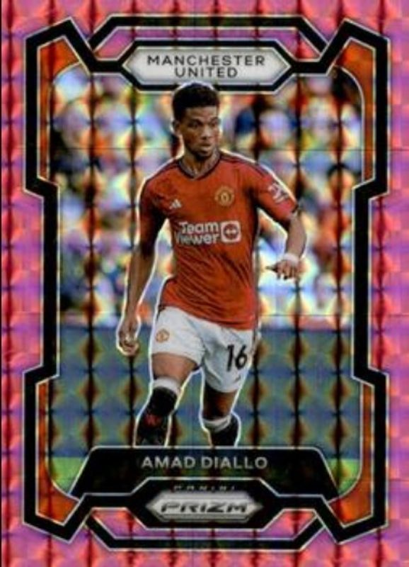 Amad Diallo 2023 Prizm Premier League #52 Pink Mosaic RAW