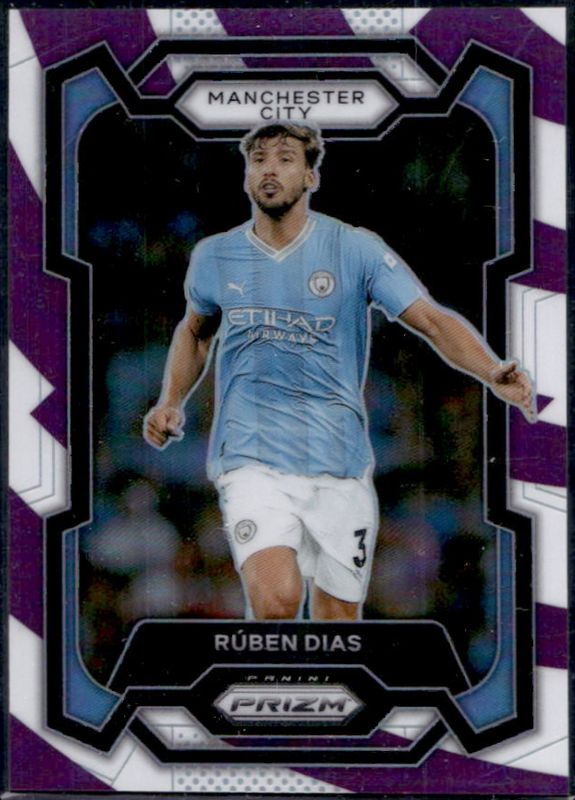 Ruben Dias 2023 Prizm Premier League #15 Purple & White Stripes /92 RAW