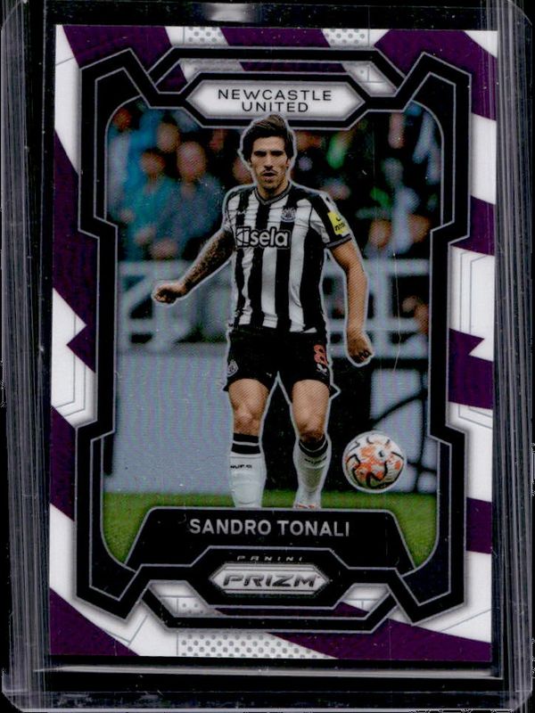 Sandro Tonali 2023 Prizm Premier League #59 Purple & White Stripes /92 RAW