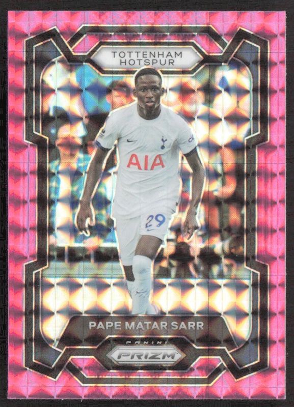 Pape Matar Sarr 2023 Prizm Premier League #136 Pink Mosaic RAW