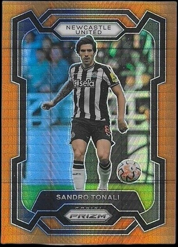 Sandro Tonali 2023 Prizm Premier League #59 Orange Hyper RAW