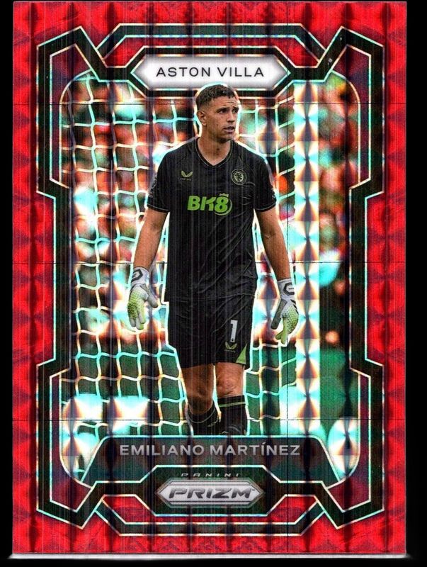Emiliano Martinez 2023 Prizm Premier League #106 Red Mosaic RAW