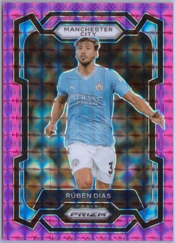 Ruben Dias 2023 Prizm Premier League #15 Pink Mosaic RAW