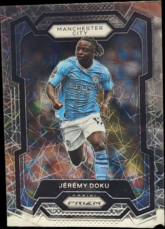Jeremy Doku 2023 Prizm Premier League #11 Lazer RAW