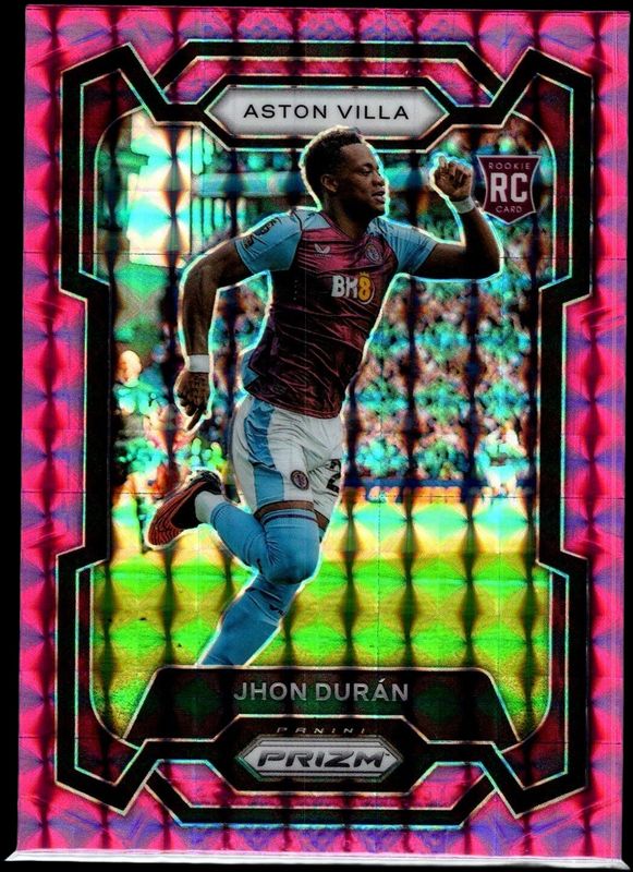 Jhon Duran 2023 Prizm Premier League #109 Pink Mosaic Rookie RAW