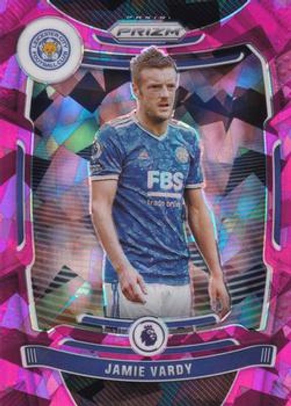 Jamie Vardy 2021 Prizm Premier League #28 Pink Ice RAW