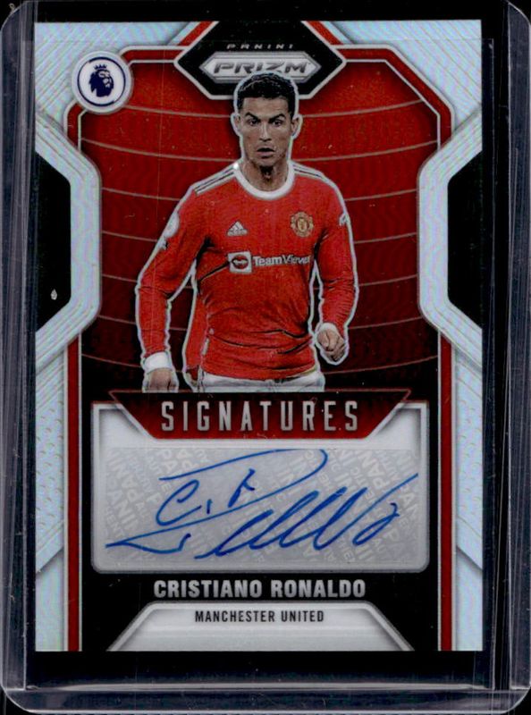 Cristiano Ronaldo 2021 Prizm Premier League #S-CR7 Signatures - Purple /25 RAW