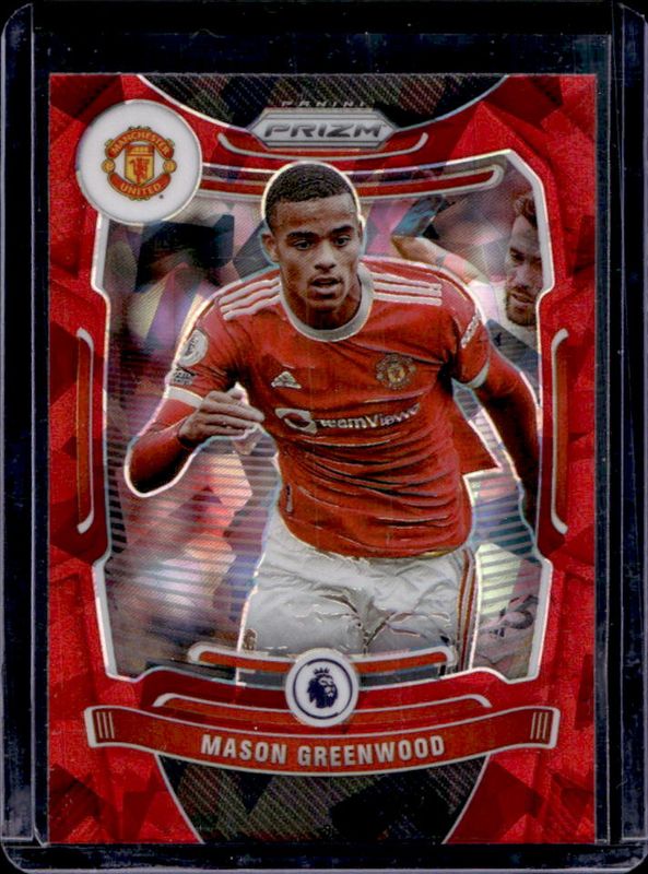 Mason Greenwood 2021 Prizm Premier League #281 Red Ice RAW