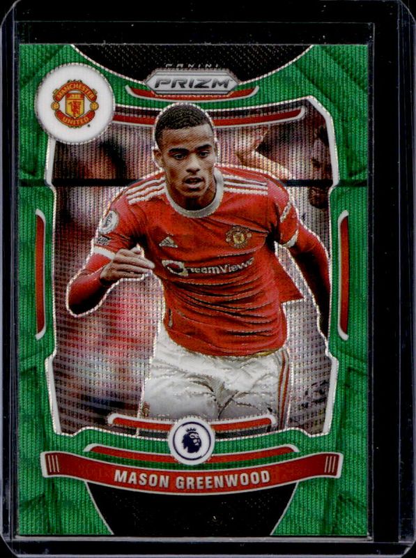 Mason Greenwood 2021 Prizm Premier League #281 Green Wave RAW