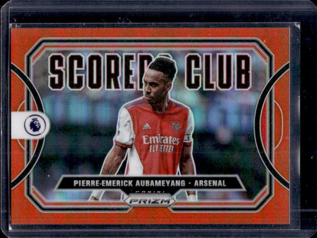 Pierre-Emerick Aubameyang 2021 Prizm Premier League #19 Scorers Club - Orange /25 RAW