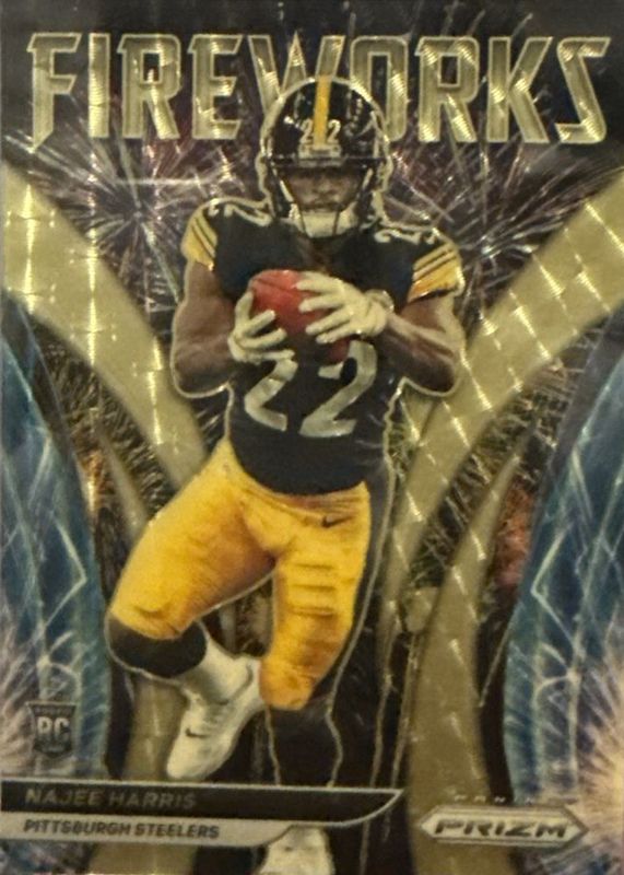 Najee Harris 2021 Prizm #F-6 Fireworks - Gold Vinyl /5 Rookie RAW