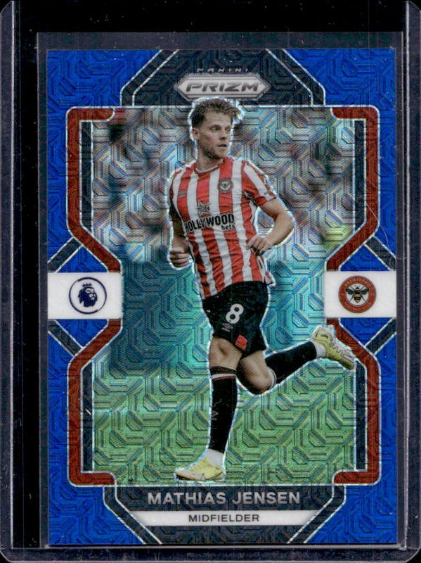 Mathias Jensen 2022 Prizm Premier League #43 Blue Mojo /25 RAW