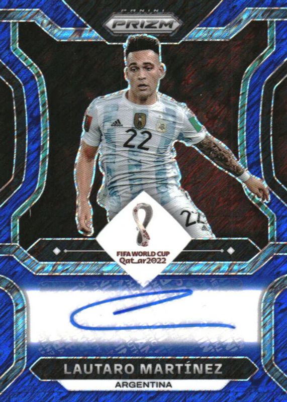 Lautaro Martinez 2022 Prizm World Cup #S-LMA Signatures - Blue Shimmer RAW