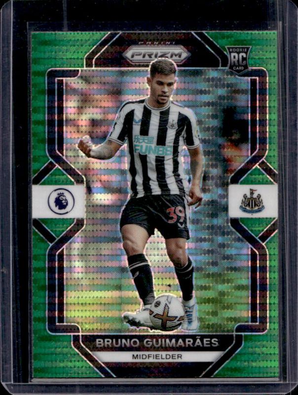 Bruno Guimaraes 2022 Prizm Premier League #179 Green Pulsar Rookie RAW