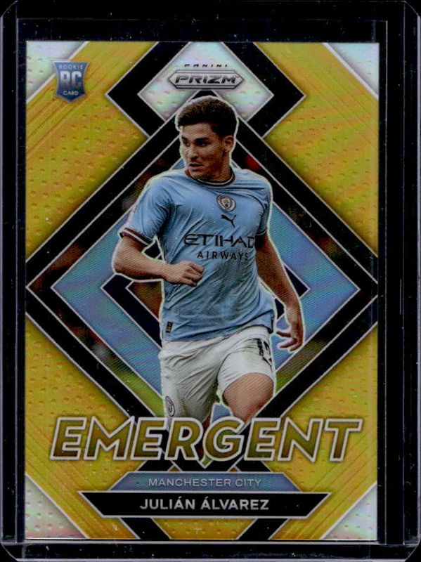 Julian Alvarez 2022 Prizm Premier League #1 Emergent - Gold /10 Rookie RAW