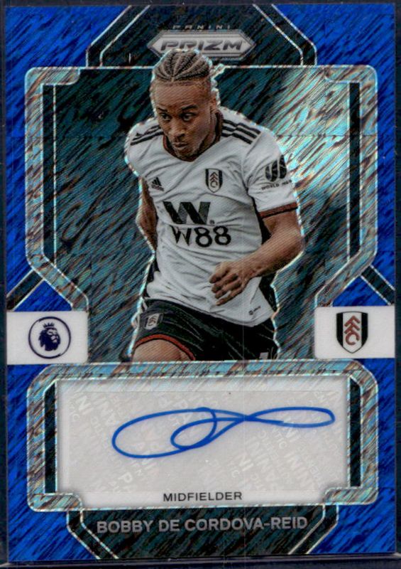 Bobby De Cordova-Reid 2022 Prizm Premier League #S-BDR Signatures - Blue Shimmer RAW