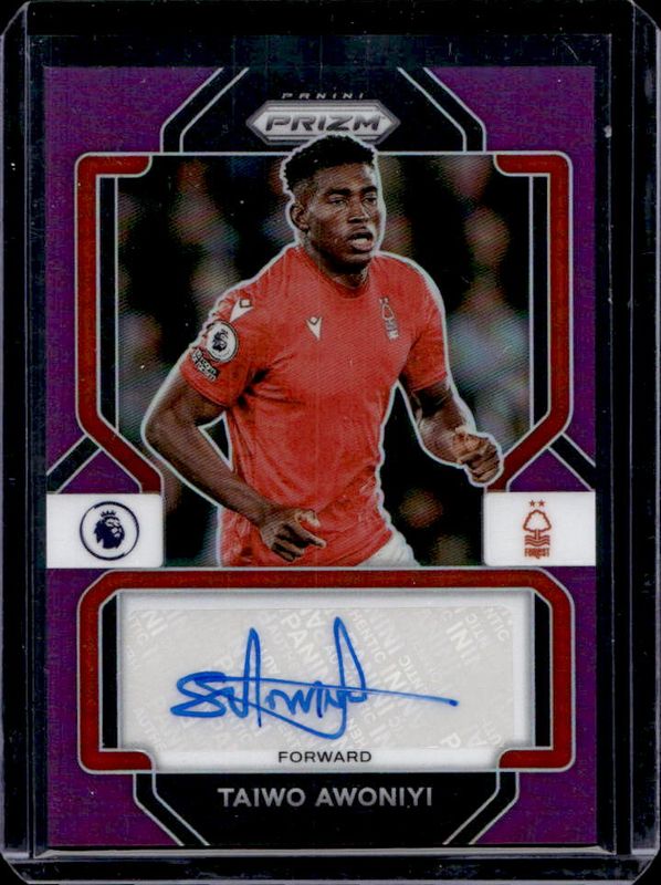 Taiwo Awoniyi 2022 Prizm Premier League #S-TWO Signatures - Purple /25 RAW