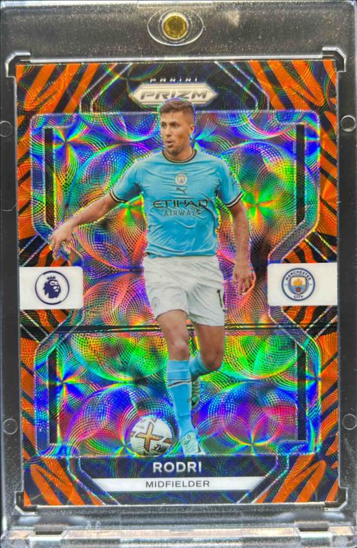 Rodri 2022 Prizm Premier League #4 Choice Tiger Stripe /(SSP) RAW