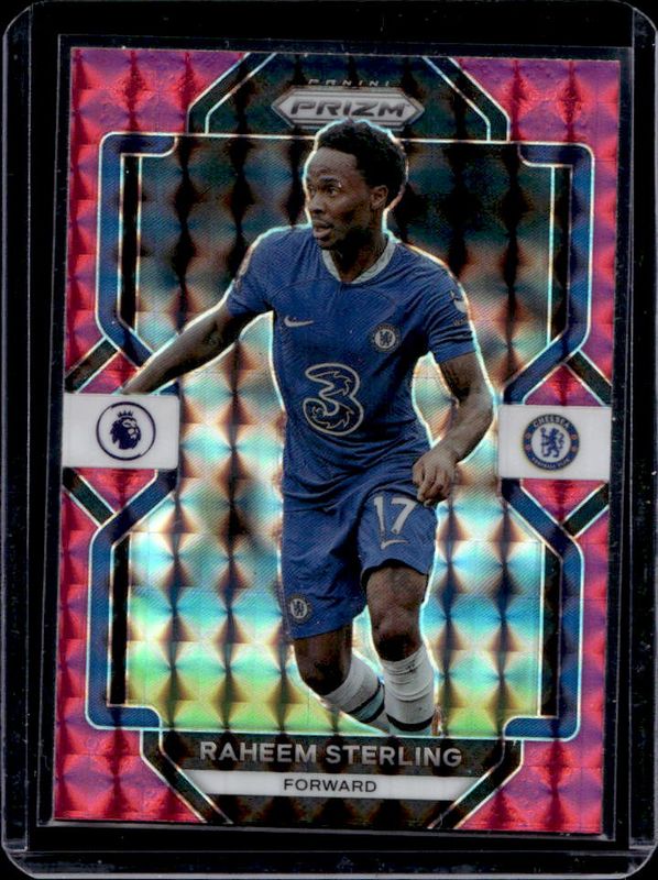 Raheem Sterling 2022 Prizm Premier League #114 Pink Mosaic RAW
