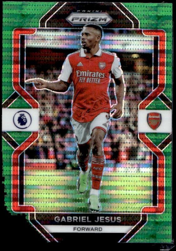 Gabriel Jesus 2022 Prizm Premier League #155 Green Pulsar RAW