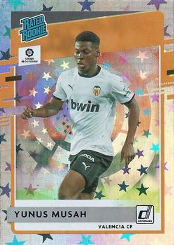 Yunus Musah 2020 Chronicles #3 Donruss Rated Rookies La Liga Purple Astro RAW