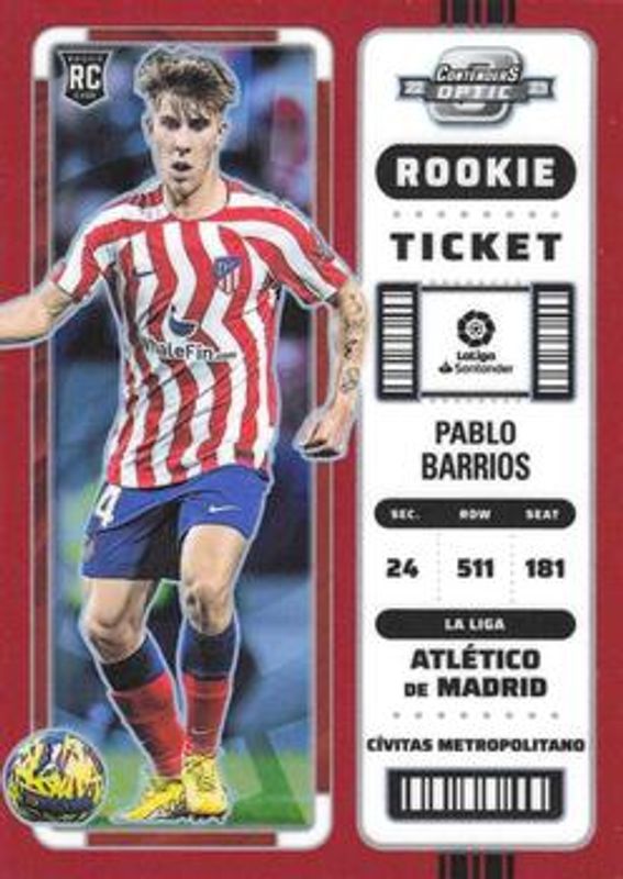 Pablo Barrios 2022 Chronicles #294 Contenders Optic Rookie Ticket La Liga - Red /99 RAW