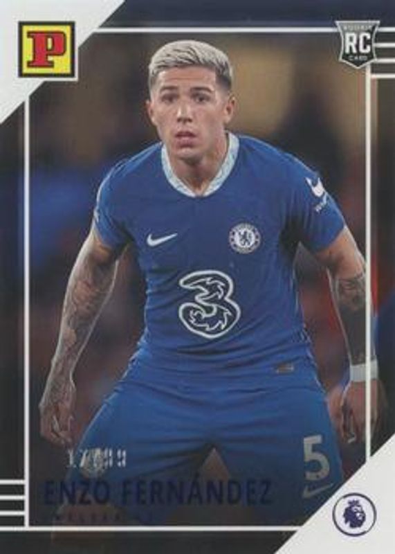 Enzo Fernandez 2022 Chronicles #48 Panini Premier League - Blue /99 Rookie RAW