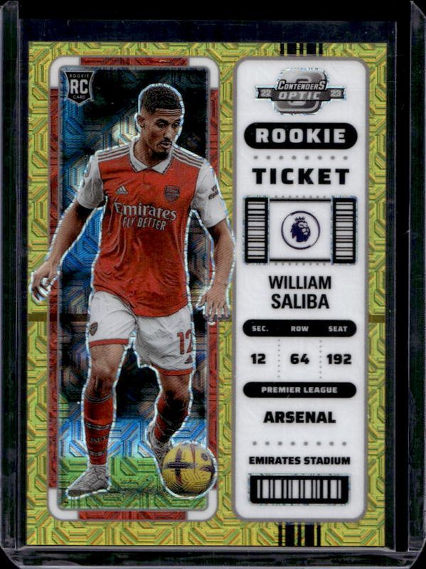 William Saliba 2022 Chronicles #292 Contenders Optic Rookie Ticket Premier League - Gold Mojo /10 RAW