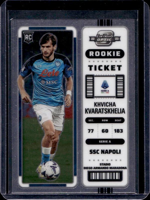 Khvicha Kvaratskhelia 2022 Chronicles #296 Contenders Optic Rookie Ticket Serie A RAW