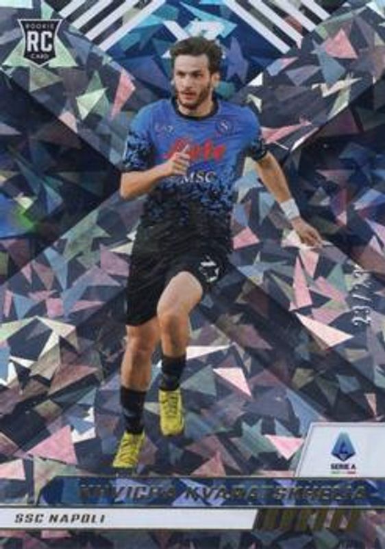 Khvicha Kvaratskhelia 2022 Chronicles #118 XR Serie A Cracked - Ice /23 Rookie RAW