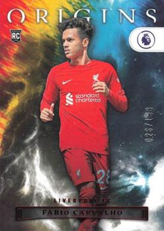 Fabio Carvalho 2022 Chronicles #87 Origins Premier League - Red /199 Rookie RAW