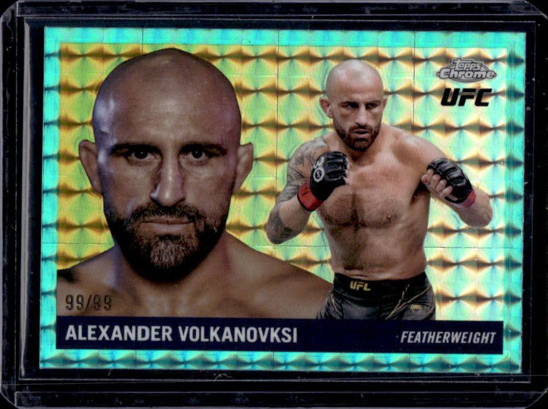 Alexander Volkanovski 2025 Topps Chrome UFC #55T-2 1955 Topps - Aqua Geometric Refractor /99 RAW