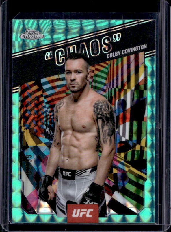Colby Covington 2025 Topps Chrome UFC #AKA-7 AKA - Aqua Geometric Refractor /99 RAW
