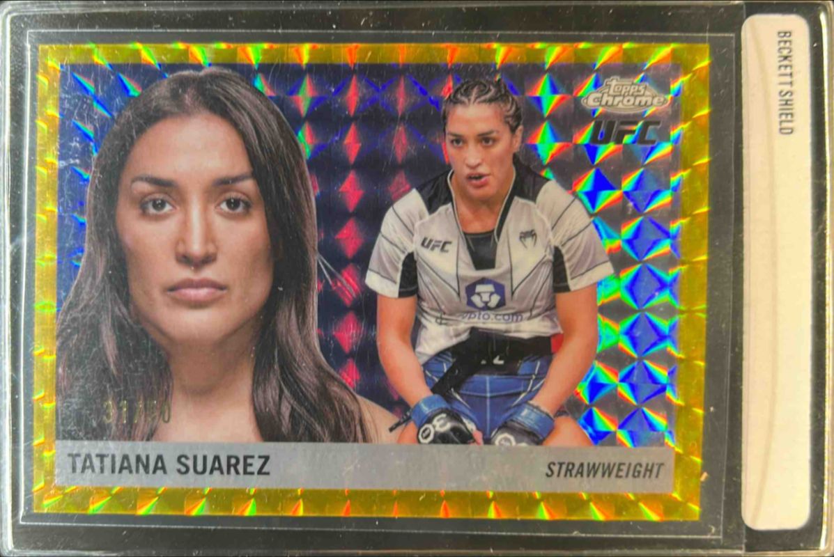 2025 Topps Chrome UFC #55T-3 1955 Topps - Gold Geometric Refractor /50