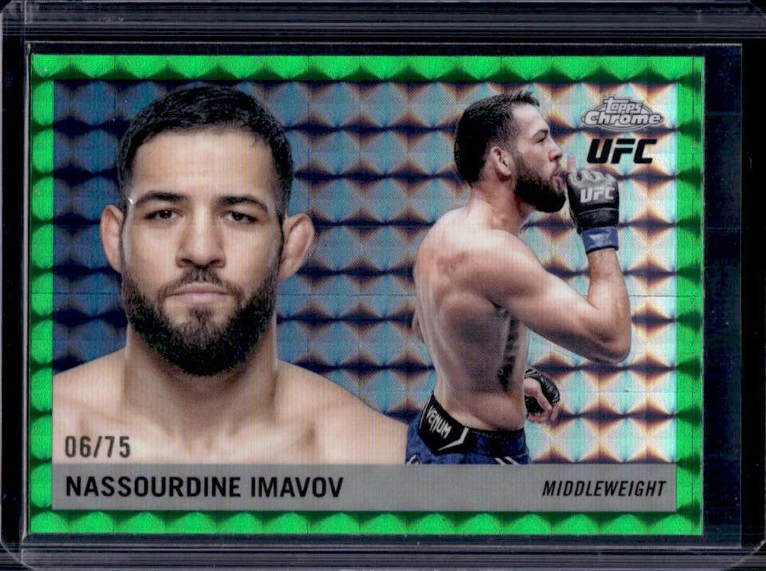 Nassourdine Imavov 2025 Topps Chrome UFC #55T-24 1955 Topps - Green Geometric Refractor /75 RAW
