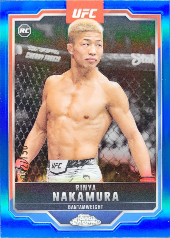 Rinya Nakamura 2025 Topps Chrome UFC #128 Blue Refractor /150 Rookie RAW