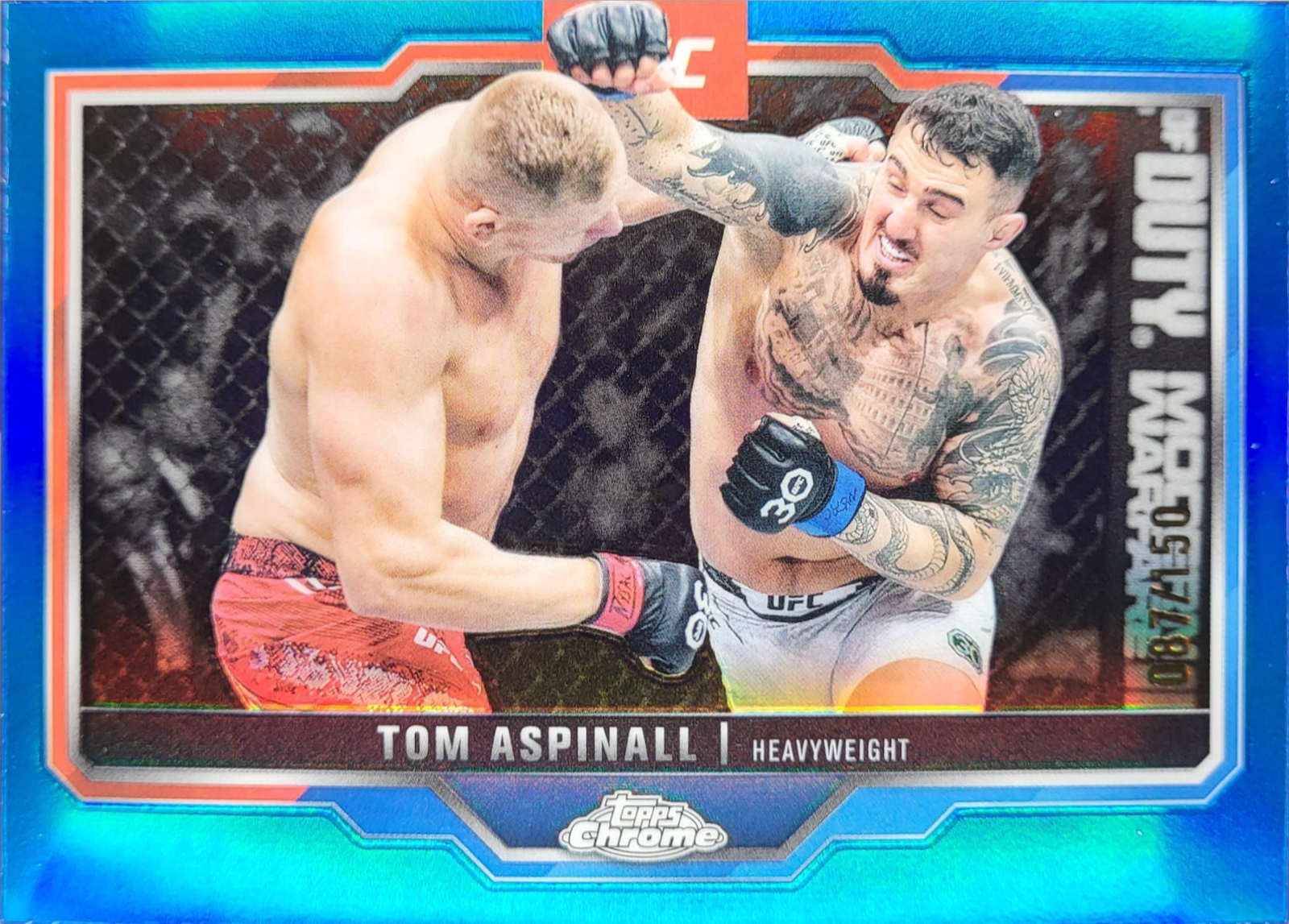 Tom Aspinall 2025 Topps Chrome UFC #146 Blue Refractor /150 Price Guide ...