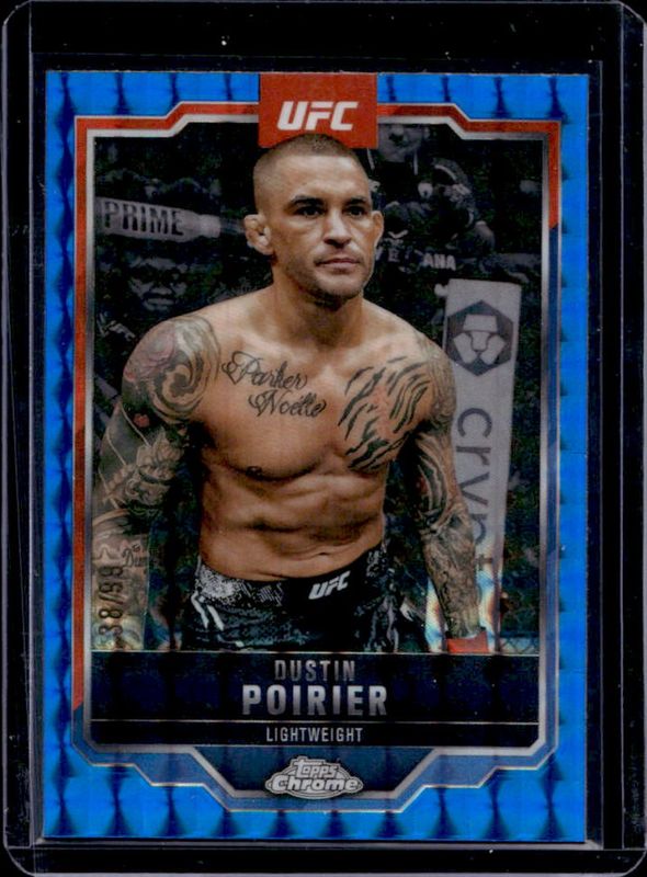 Dustin Poirier 2025 Topps Chrome UFC #7 Blue Geometric Refractor /99 RAW