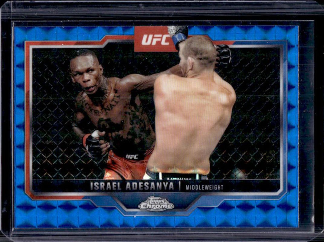Israel Adesanya 2025 Topps Chrome UFC #3 Blue Geometric Refractor /99 RAW