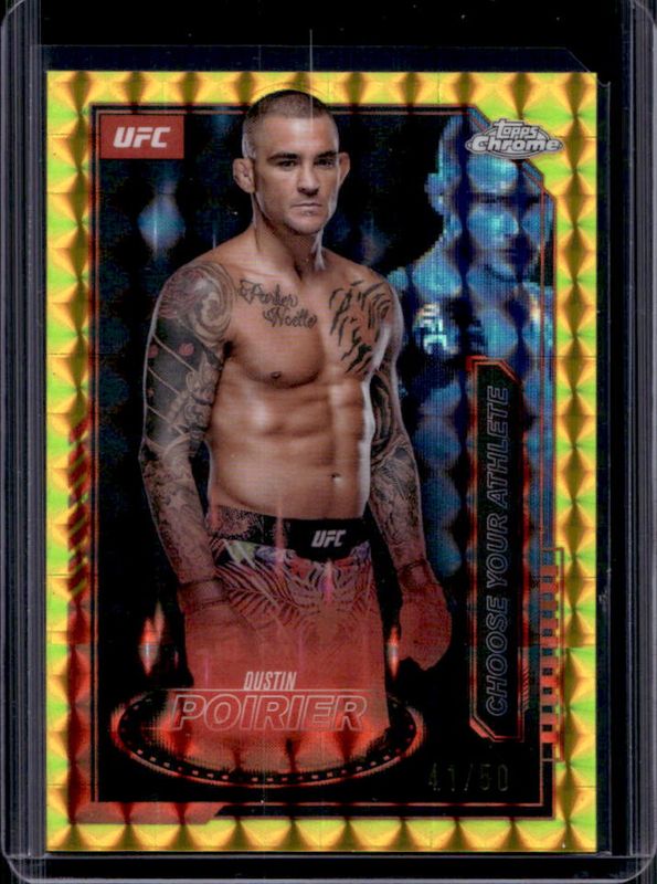 Dustin Poirier 2025 Topps Chrome UFC #MCL-1 Mission Control - Gold Geometric Refractor /50 RAW