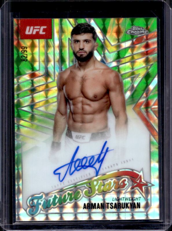 Arman Tsarukyan 2025 Topps Chrome UFC #FSA-AT Future Stars Autographs - Green Geometric Refractor /99 RAW