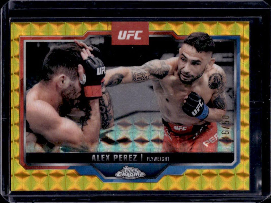 Alex Perez 2025 Topps Chrome UFC #60 Gold Geometric Refractor /50 RAW