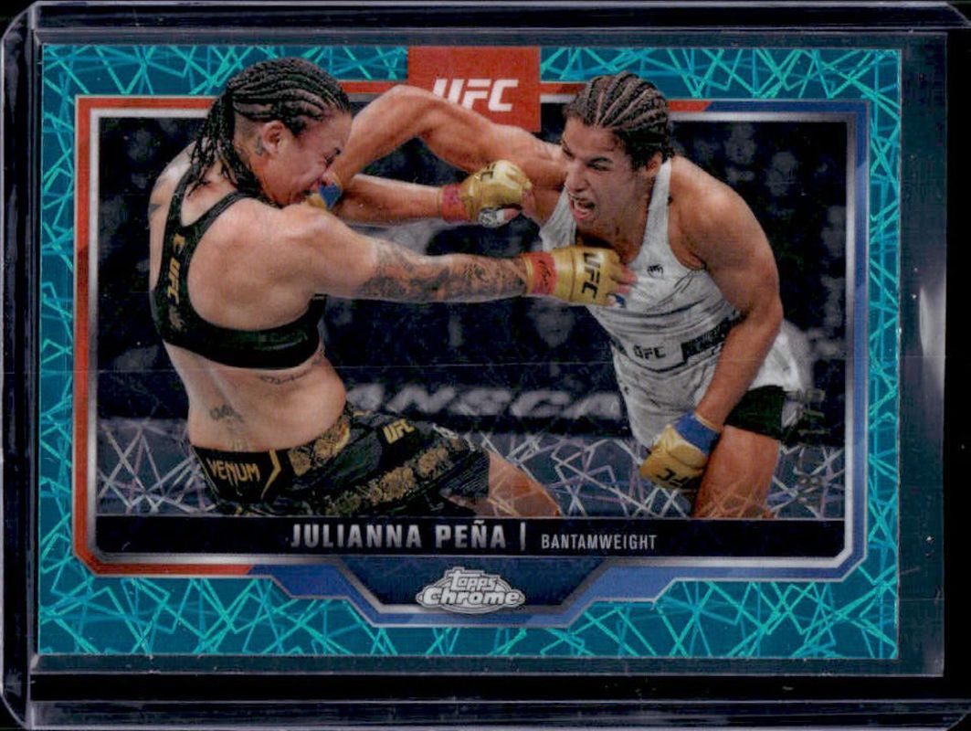 Julianna Pena 2025 Topps Chrome UFC #142 Teal Lazer Refractor /175 RAW