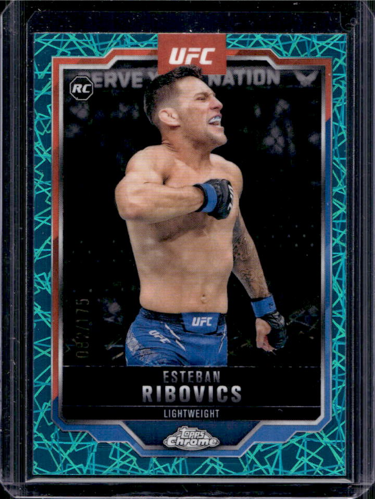Esteban Ribovics 2025 Topps Chrome UFC #75 Teal Lazer Refractor /175 ...