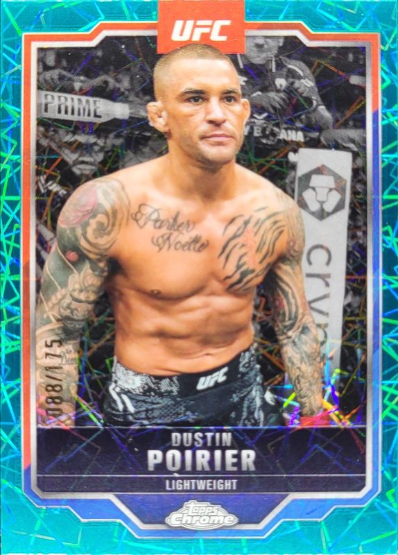 Dustin Poirier 2025 Topps Chrome UFC #7 Teal Lazer Refractor /175 RAW