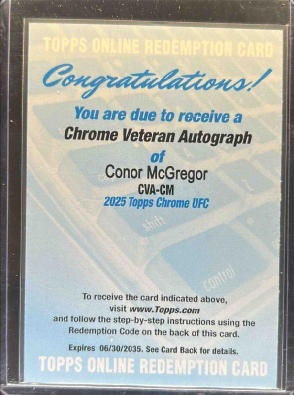 Conor McGregor 2025 Topps Chrome UFC #CVA-CM Chrome Veteran Autographs RAW