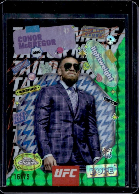 Conor McGregor 2025 Topps Chrome UFC #TRM-10 Tailor Made - Green Geometric Refractor /75 RAW